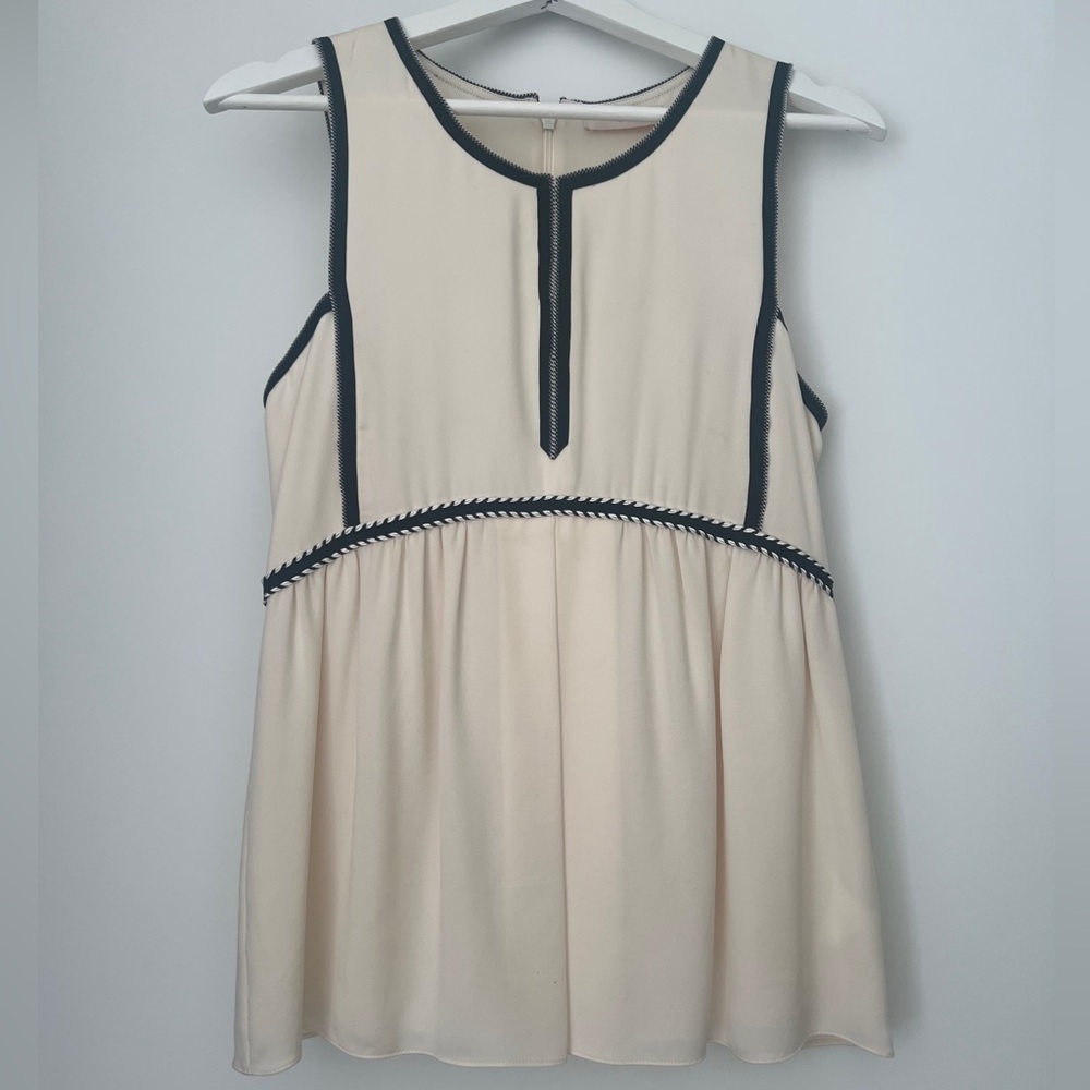 Tory Burch Cream Top with Black Trim
